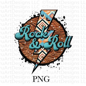 Rock and Roll png Sublimation, Retro Rock n Roll png, Country Rock and Roll Sublimation, aztekischer Blitz Rock png, trendiges Konzert Tshirt png