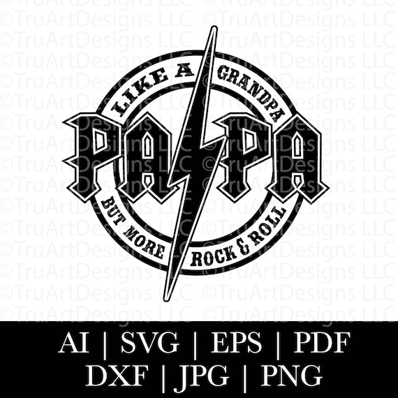 Rock and Roll Papa SVG, Rock and Roll Grandpa PNG, Rock Guitar, Music, Papa Rocks shirt, Father's day tshirt png, Father's day tshirt svg