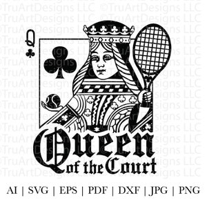 Tenis png, Reina de la cancha de tenis svg, Naipes svg, Ilustraciones de tenis, Camiseta de tenis femenina, Camiseta del día de la madre png, Camiseta de club de campo
