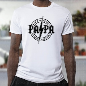 Rock and Roll Papa SVG, Rock and Roll Grandpa PNG, Rock Guitar, Music, Papa Rocks shirt, Father's day tshirt png, Father's day tshirt svg image 2