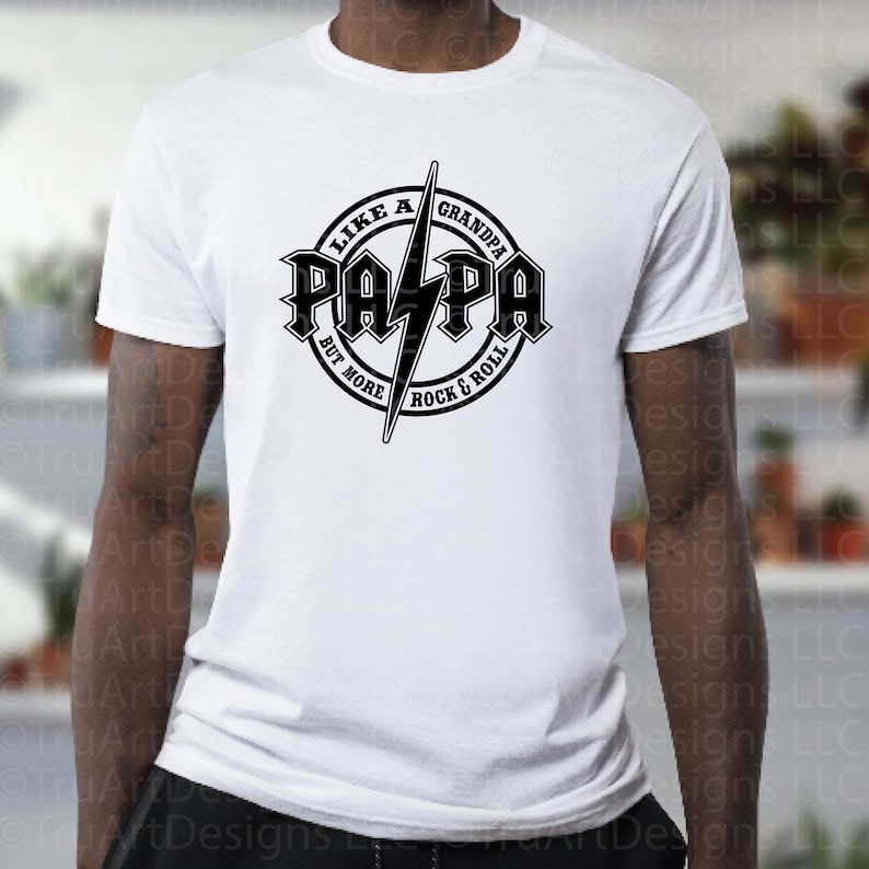 Rock and Roll Papa SVG, Rock and Roll Grandpa PNG, Rock Guitar, Music, Papa Rocks shirt, Father's day tshirt png, Father's day tshirt svg image 2
