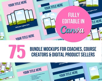 Mockups Templates For Coaches & Course Creators - 75 Editable Bundle Mockups - Edit In Canva