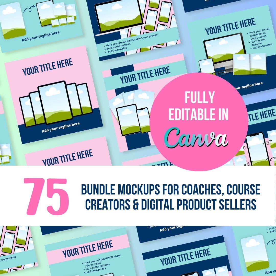 Mockups Templates for Coaches & Course Creators - 75 Editable Bundle ...