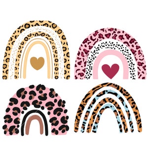 Rainbow PNG Leopard Rainbows Digital Download Files Cheetah Print Rainbow Heart png Rainbow Bundle png Rainbow Clip Art Rainbow Download