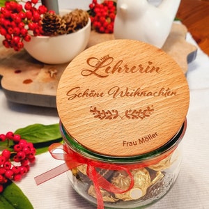 Geschenkglas | Lehrer/in mit Herz | Frohe Weihnachten | 580ml | Weihnachtsgeschenk