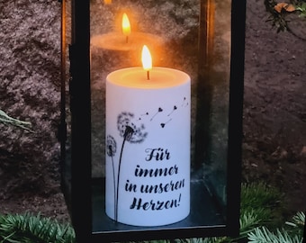 LED-Kerze | Trauerkerze | Für immer in meinem/unseren Herzen | Erinnerung | Outdoor Kerze | Grabkerze personalisiert