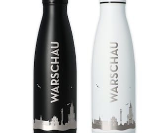 Trinkflasche | Warschau | Warschau Skyline | Luftlinie | In Schwarz oder Weiß