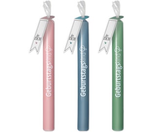 Stick candle | birthday light | In different colors | Emerald | Pink | Blue 21x2cm