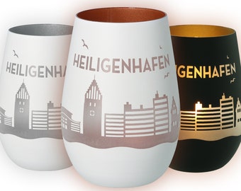 Windlicht | Heiligenhafen | Heiligenhafener Skyline | Luftlinie | Verschiedene Farben | Teelicht