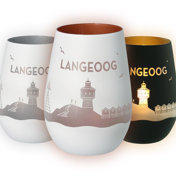 Windlicht | Langeoog | Langeooger Skyline | Luftlinie | Verschiedene Farben | Teelicht