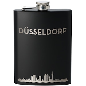 Heupfles | Düsseldorf | Skyline van Düsseldorf | Luchtvaartmaatschappij | In het zwart