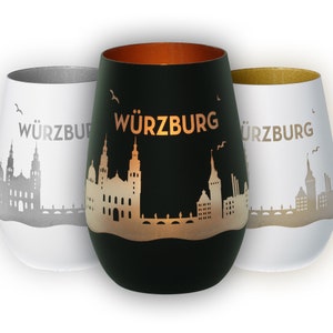 Windlicht | Würzburg | Würzburger Skyline | Luftlinie | Verschiedene Farben | Teelicht