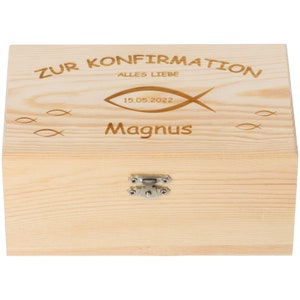 Geschenkbox | Konfirmation | Wunschname und Datum | Holz | 18cm x 12cm