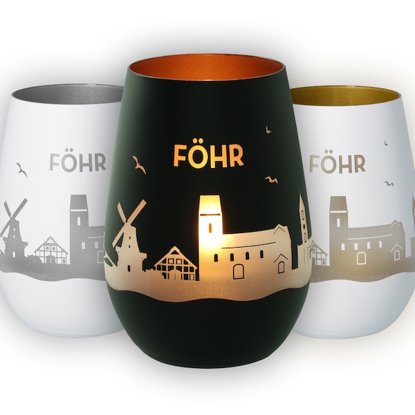 Windlicht | Föhr | Föhr Skyline | Luftlinie | Verschiedene Farben | Teelicht