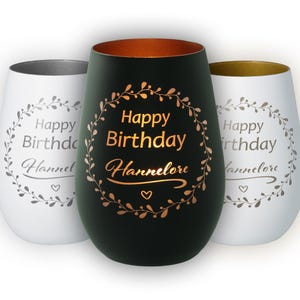 Windlicht | Happy Birthday | Personalisiertes Windlicht | Verschiedene Farben | Teelicht