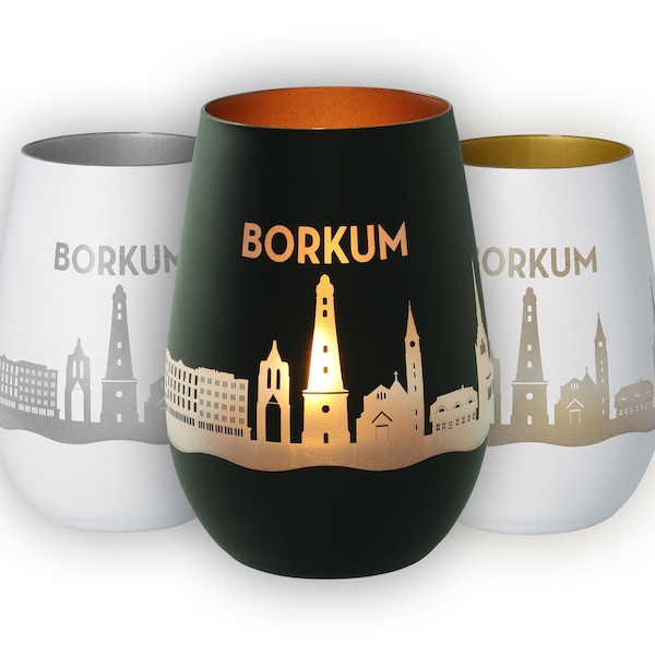 Windlicht | Borkum | Borkumer Skyline | Luftlinie | Verschiedene Farben | Teelicht