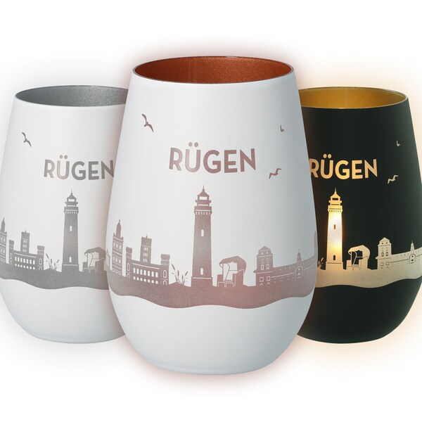 Windlicht | Rügen | Rügen Skyline | Luftlinie | Verschiedene Farben | Teelicht