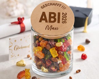 Geschenkglas ABI 2026 mit Wunschnamen | Personalisiertes Abitur Geschenk | 530 ml Geschenk zum Abschluss