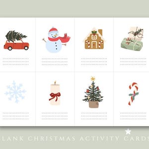 DIGITALER DOWNLOAD | 8 leere druckbare Weihnachtsaktivitätskarten | Familie Kinder Advent Aktivitäten | Adventskalender Aktivitäten