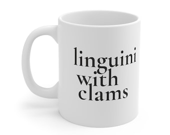 Linguini with Clams Mug, Linguini Mug, Pasta mug, Coffee Mug, Tea Mug, Funny Mug, Italian Mug, Hot Chocolate Mug, 11oz Mug