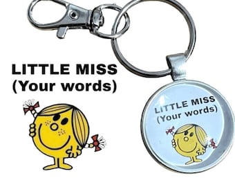 Quality cabochon funny rude little miss personalized personalised custom Keyring, bag charm