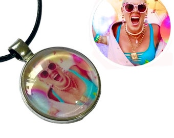 Pink Summer carnival tour necklace  Glass Cabochon Necklace