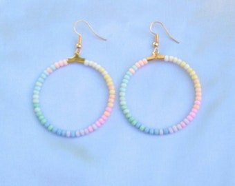 Ohrringe - bunte Perlenohrringe - süße Ohrhänger mit Pastell oder Neon Perlen - mach dir eine Freude