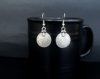 Disc Earrings, Simple Dangle Earrings, Coin Dangle Earrings, Ethnic Drop Earrings, Turkish Jewelry, Gift For Her