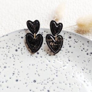 Dear Polymer clay earrings Handmade Black image 4