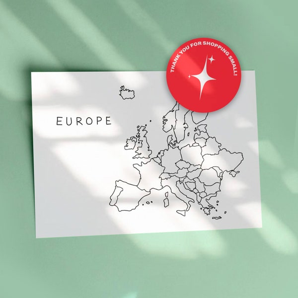 Printable Europe map - sales tracker - travel map - printable download