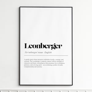 Leonberger Art Print , Elegant Dog Illustration Wall Art , Minimalist Home Decor , Perfect Gift or Present
