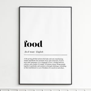 Food Definition Print: Elegant Typography, Modern Kitchen Wall Art