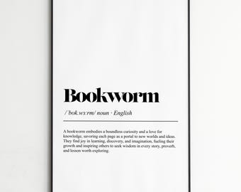Editable Funny Bookworm Definition Art, Book Lover Gift (digital Print ...