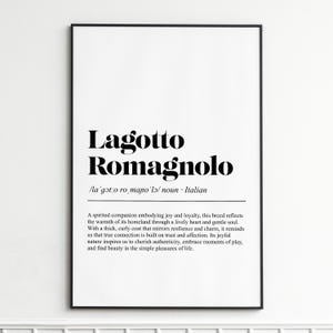 Lagotto Romagnolo Definition Print , Minimalist Dictionary Wall Art , Elegant Typography Home Decor , Perfect Gift or Present