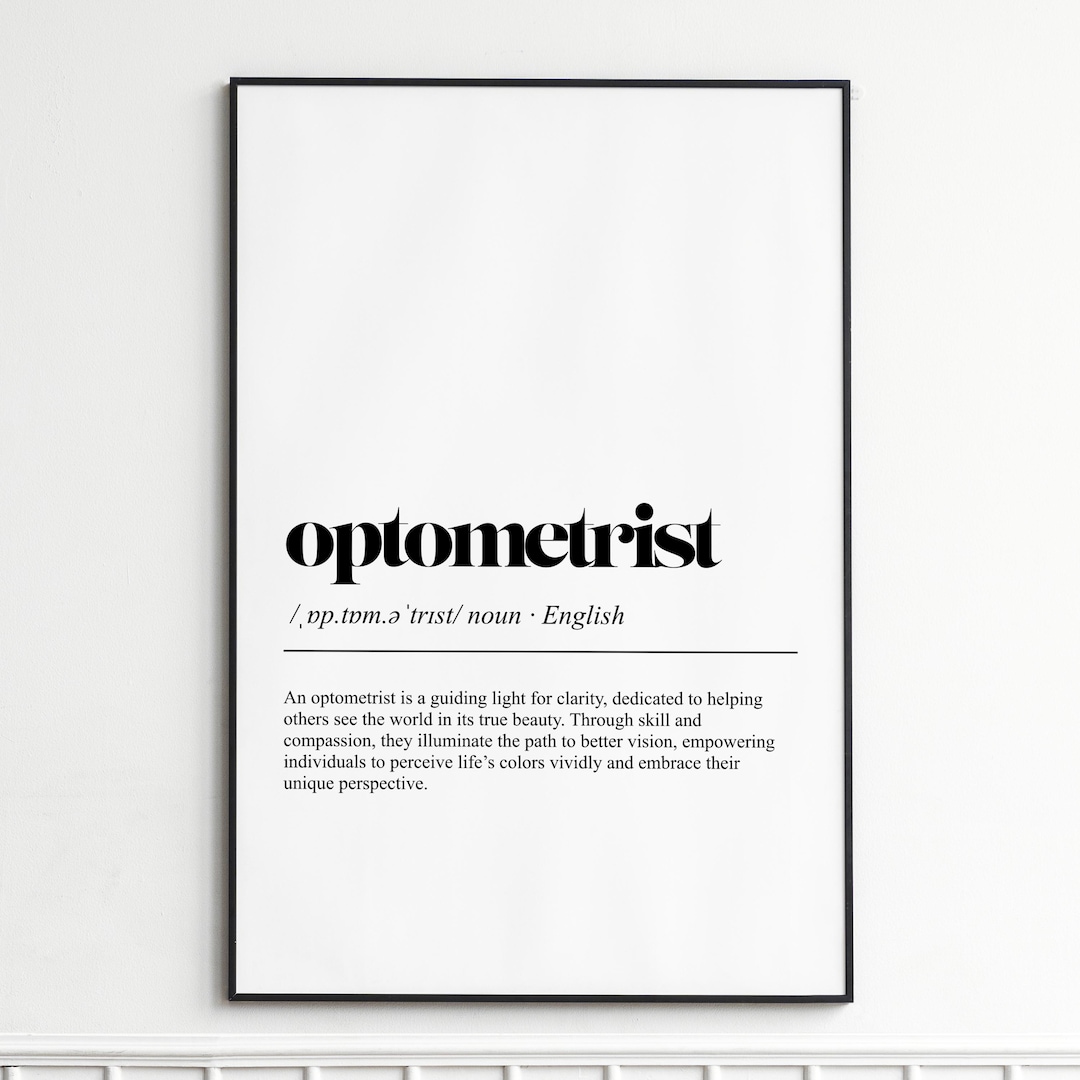 Optometrist Definition Print , Elegant Dictionary Wall Art , Modern ...