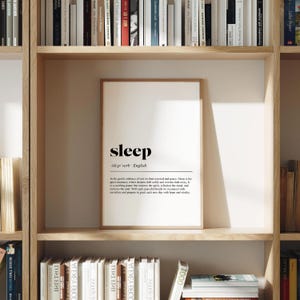 Sleep Definition Print , Elegant Typography Wall Art , Minimalist Dictionary Poster , Home Decor Gift image 3