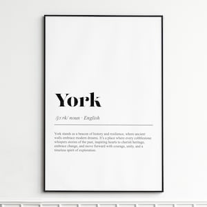 York Art Print , Inspirational Word Definition Wall Art , Modern Minimalist Decor , Stylish Gift or Present