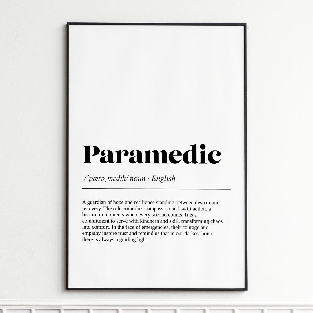 Paramedic Definition Print, Paramedic Gift, Appreciation Gift ...