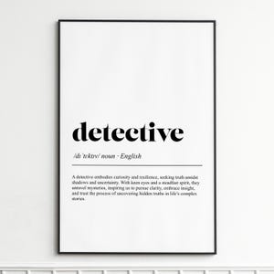 Detective Definition Print, Elegant Dictionary Wall Art, Vintage Typography Poster, Home Decor Wall Art