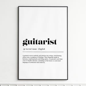 Guitarist Definition Print , Inspirational Typography Wall Art , Modern Music Decor , Home Office Wall Poster