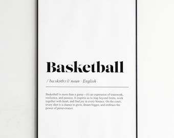 Basketball Definition Print, Inspirational Dictionary Wall Art, Modern Typography Poster, Home Decor Wall Art