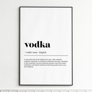 Vodka Definition Print , Elegant Typography Wall Art , Modern Dictionary Poster , Home Decor Wall Art