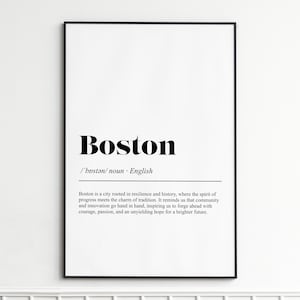 Boston Art Print , Inspirational Wall Art for Home Decor , Minimalist Modern Poster , Gift for Art Lovers