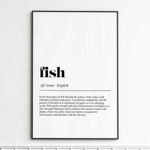 Fish Definition Print , Elegant Typography Wall Art , Minimalist Dictionary Poster , Home Decor and Wall Art