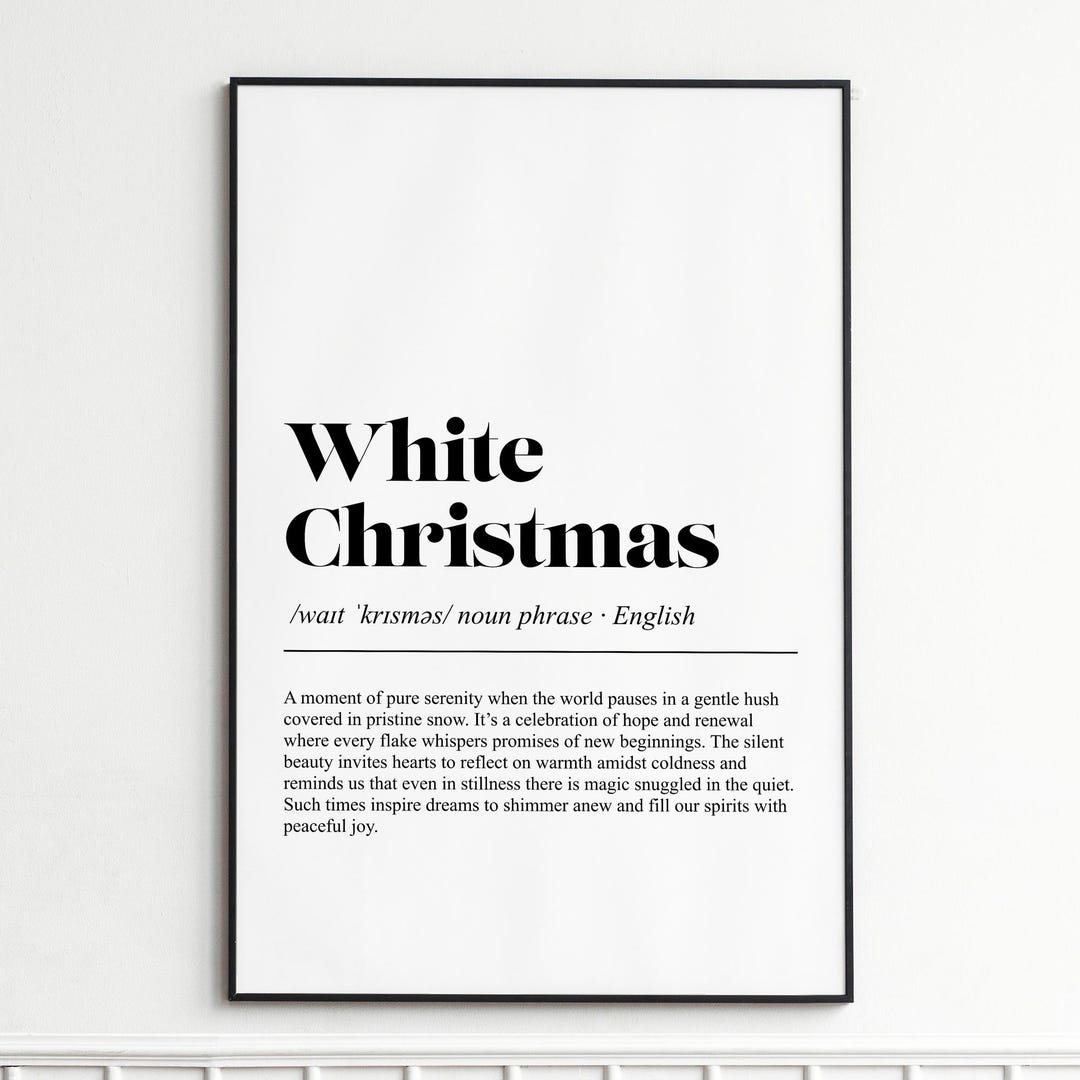 White Christmas Definition Print , Elegant Typography Wall Art ...