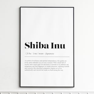 Shiba Inu Art Print , Cute Dog Quote Wall Art , Minimalist Home Decor , Gift for Animal Lovers