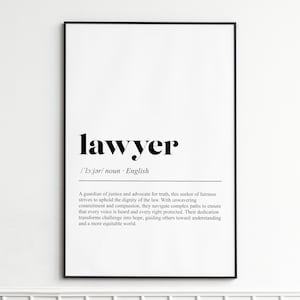 Lawyer Definition Print , Elegant Dictionary Wall Art , Classic Typography Poster , Home Decor Wall Art