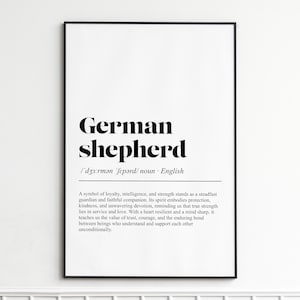 german shepherd Definition Print , Dictionary Typography Wall Art , Modern Home Decor Poster , Animal Lover Gift