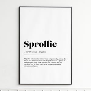 Sprollie Definition Print , Dictionary Typography Wall Art , Modern Home Decor Poster , Wall Art for Living Room or Office