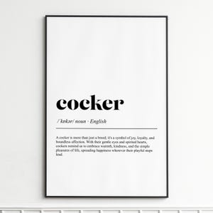 Cocker Definition Print , Elegant Dictionary Wall Art , Classic Typography Poster , Home Decor Wall Art